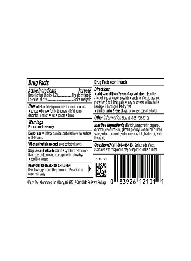 تكنو جل الإسعافات الأولية تكنو نو ناتشر مع ليدوكايين، 28 مل، جل موضعي مزدوج المفعول لعلاج الحروق الطفيفة والجروح، تسكين سريع للحروق والجروح والخدوش والتقرحات، عناية بالبشرة خالية من المضادات الحيوية - Image 2